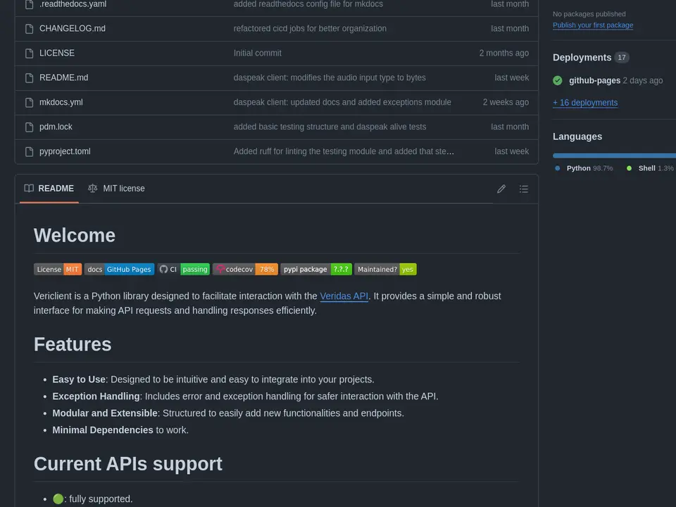 Vericlient Python library for Veridas APIs